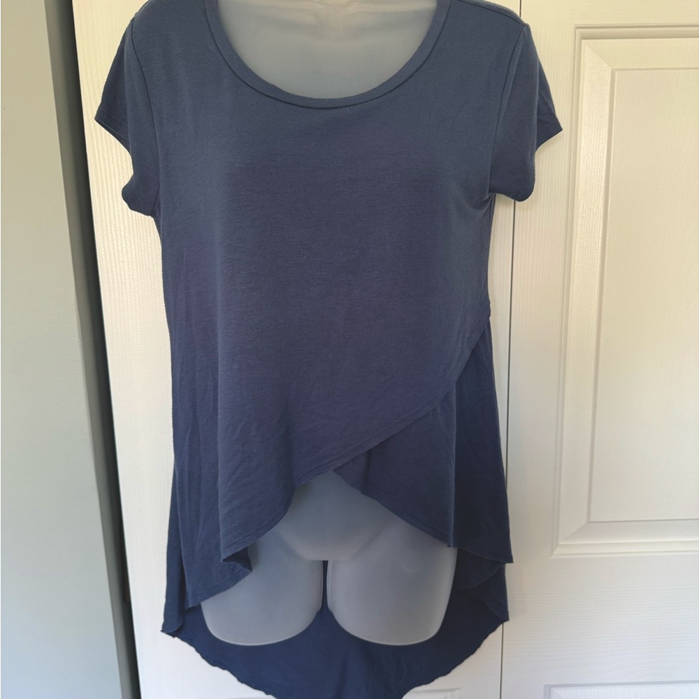 Express One Eleven Dusty Blue  asymmetrical Shirt